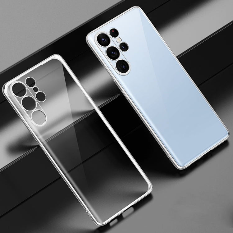 For Samsung Galaxy S23 Ultra 5G SULADA Shockproof Plating TPU Transparent Phone Case(Silver)