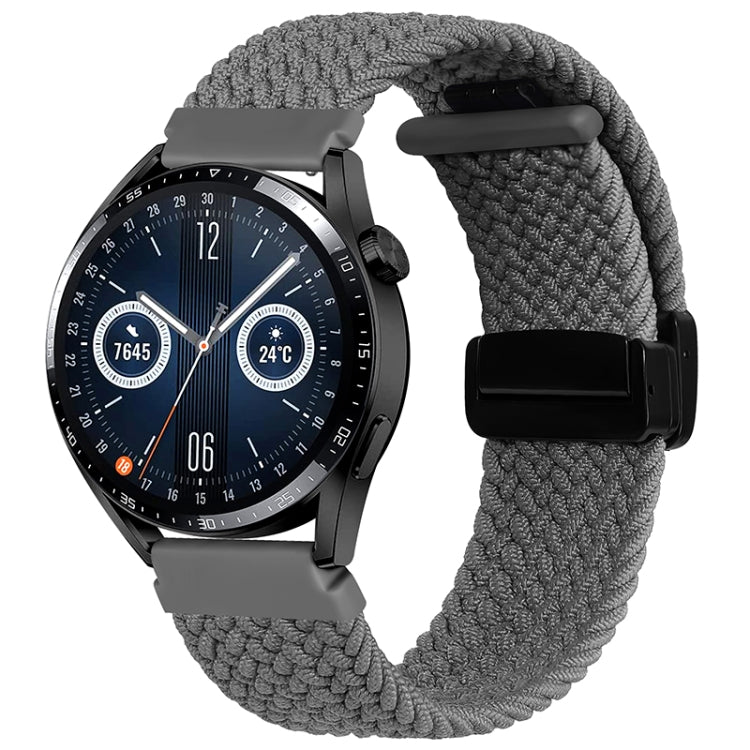 Compatible with Garmin VivoMove Trend / Luxe / Style 20mm Magnetic Fold Clasp Woven Watch Band(Grey)