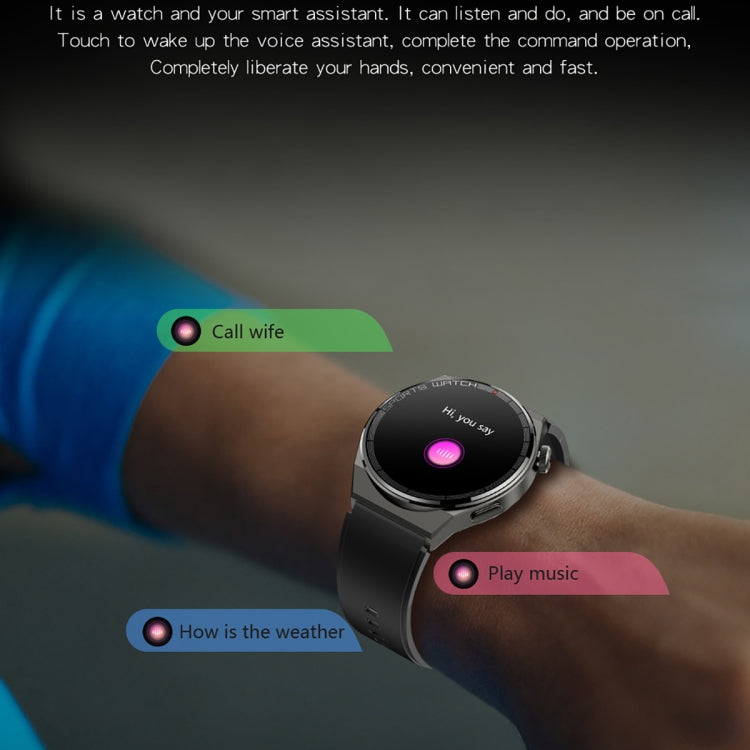 KT62 1.36 inch TFT Round Screen Smart Watch Supports Bluetooth Call/Blood Oxygen Monitoring, Strap:Leather Strap(Black) - Smart Watches by PMC TechLife | Online Shopping South Africa | PMC TechLife