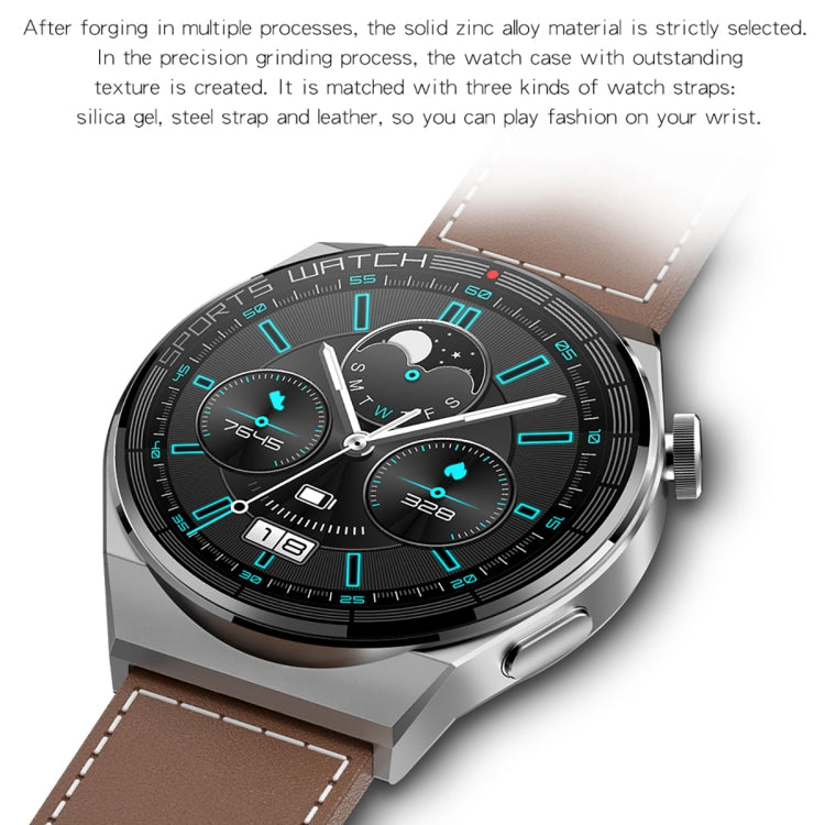 KT62 1.36 inch TFT Round Screen Smart Watch Supports Bluetooth Call/Blood Oxygen Monitoring, Strap:Leather Strap(Black)