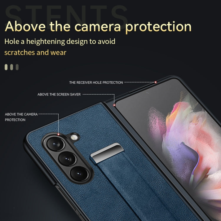 For Samsung Galaxy Z Fold5 SULADA PC + Leather Texture Skin Feel Shockproof Phone Case(Green)