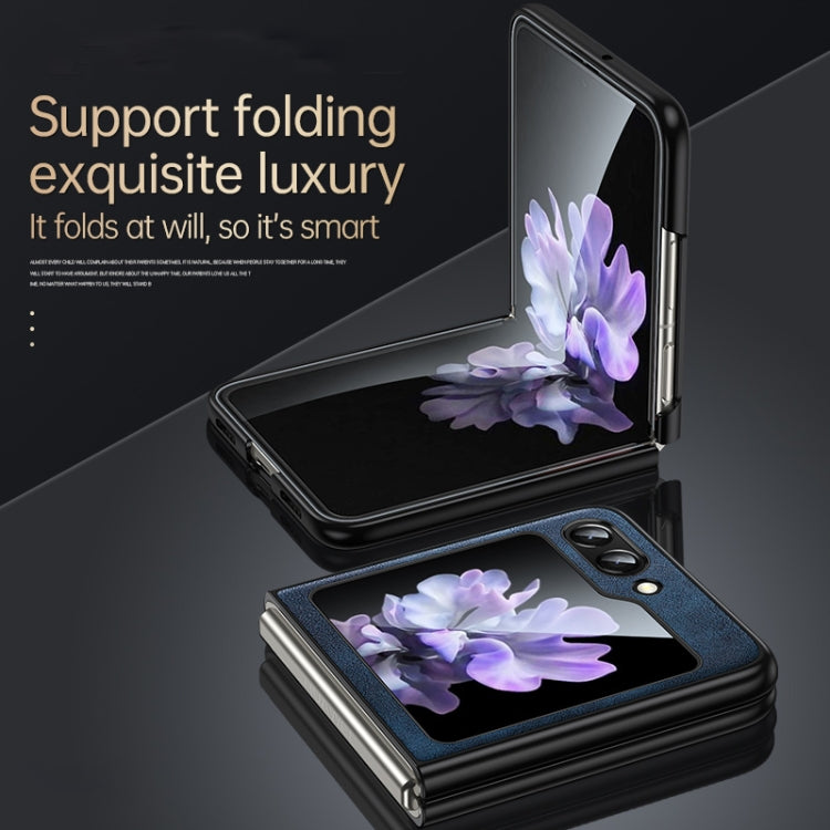 For Samsung Galaxy Z Flip5 SULADA Shockproof TPU + Handmade Leather Phone Case(Blue)