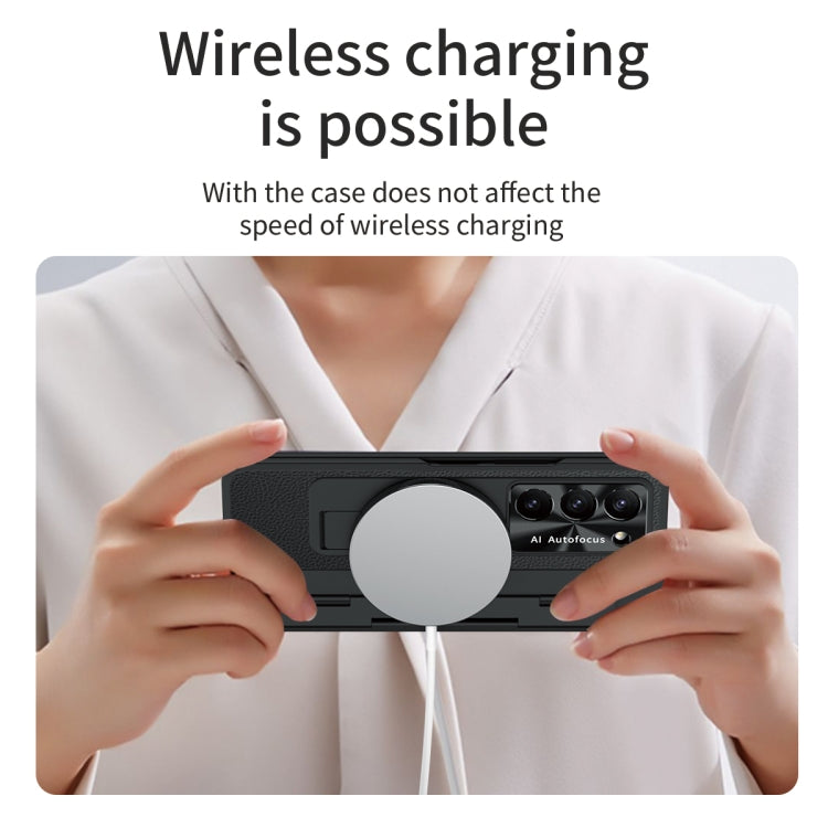 For Samsung Galaxy Z Fold5 5G Integrated Full Coverage Pen Slot Folding Phone Case with Stylus(Black)