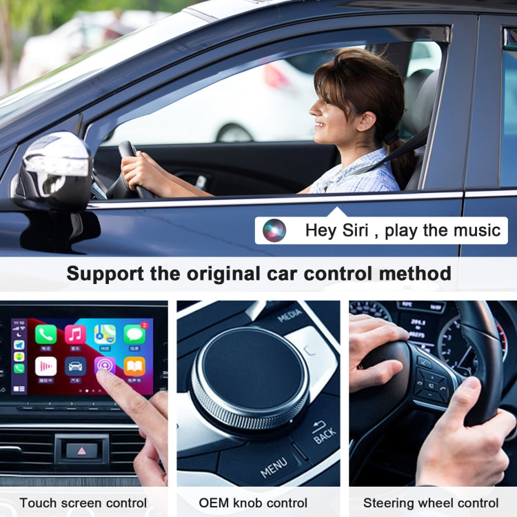 USB + USB-C / Type-C Wired to Wireless Carplay Adapter for iPhone(Black)