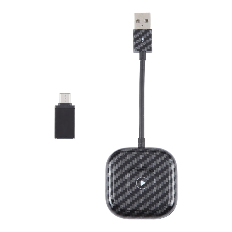 USB + USB-C / Type-C Wired to Wireless Carplay Adapter for iPhone(Black)