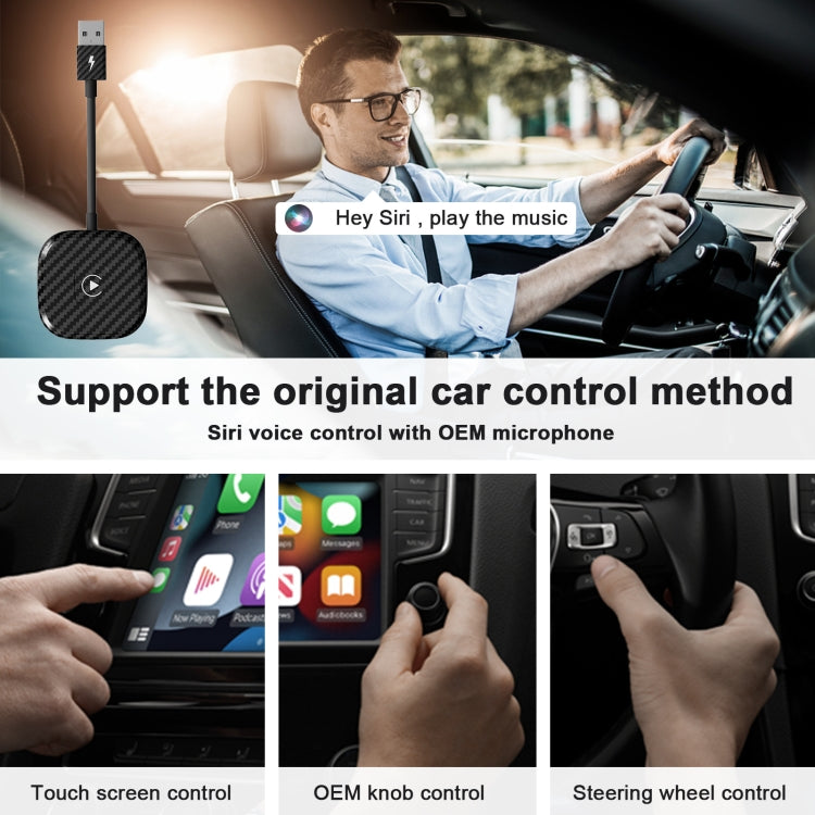 USB + USB-C / Type-C Wired to Wireless Carplay Adapter for iPhone(Black) - free shipping - PMC Jewellery - Order now!