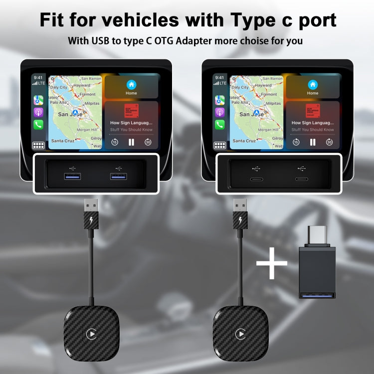 USB + USB-C / Type-C Wired to Wireless Carplay Adapter for iPhone(Black) - free shipping - PMC Jewellery - Order now!