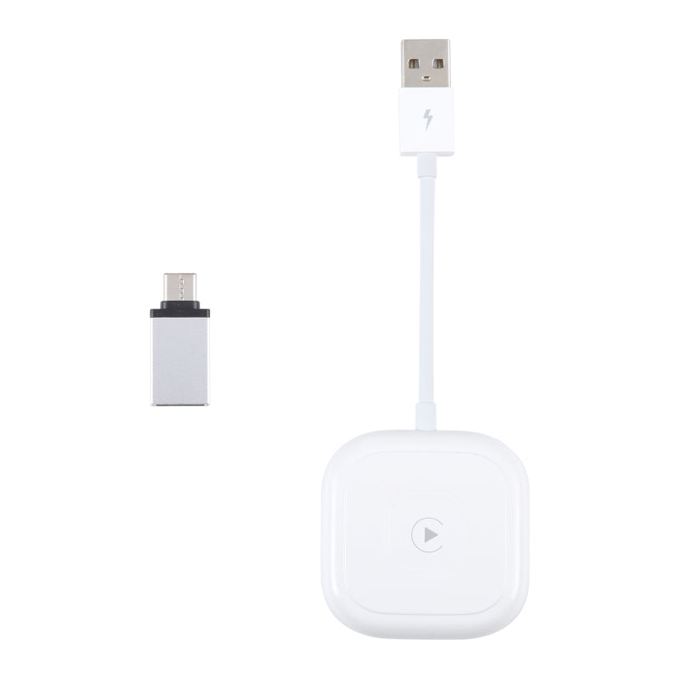 USB + USB-C / Type-C Wired to Wireless Carplay Adapter for iPhone(White)