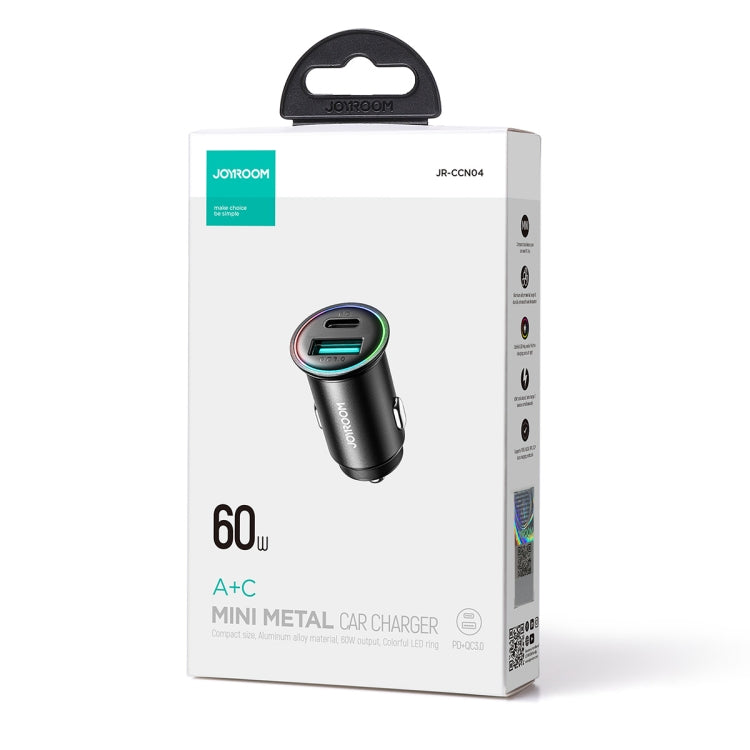 JOYROOM JR-CCN04 60W PD+QC3.0 Mini Metal Car Charger(Black) - Car Charger by JOYROOM | Online Shopping South Africa | PMC TechLife