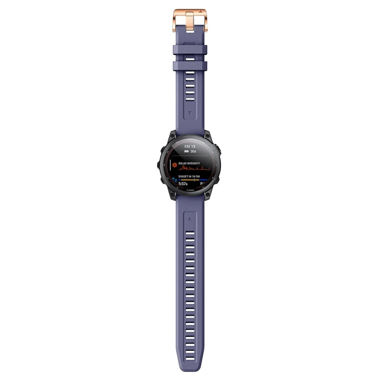 Compatible with Garmin Epix Pro 42mm Rose Gold Buckle Silicone Watch Band(Dark Blue)