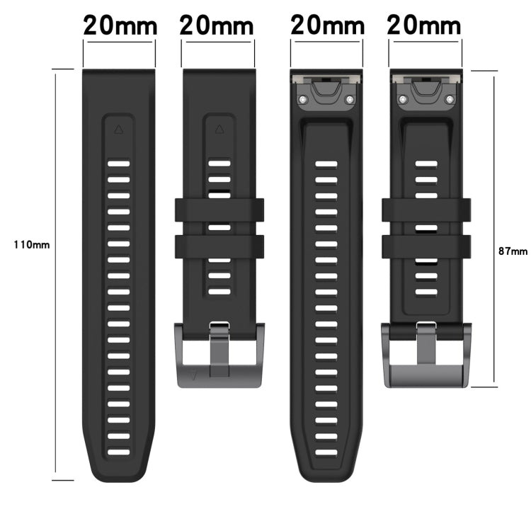 Compatible with Garmin Fenix 7S Pro 42mm Solid Color Silicone Watch Band(Black) - Watch Bands by PMC TechLife | Online Shopping South Africa | PMC TechLife | Buy Now Pay Later Mobicred