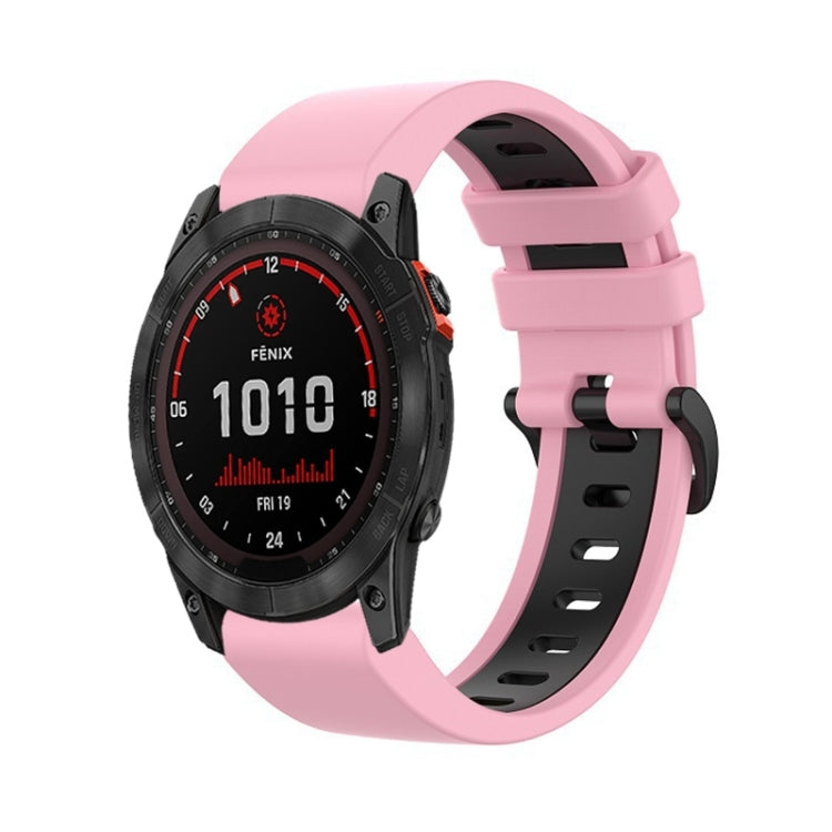 Compatible with Garmin Enduro 2 Sports Two-Color Silicone Watch Band(Pink+Black)