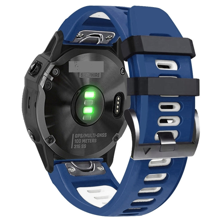 Compatible with Garmin Epix Pro 51mm Sports Two-Color Silicone Watch Band(Midnight Blue+White)