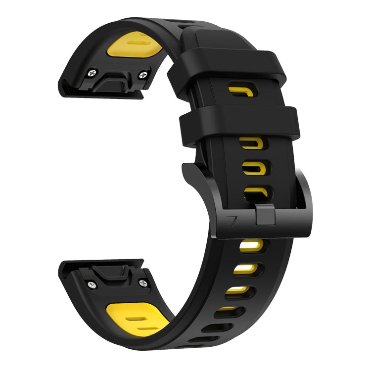 Compatible with Garmin Epix Pro 51mm Sports Two-Color Silicone Watch Band(Black+Yellow)