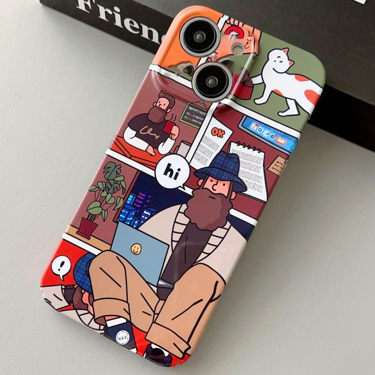 For iPhone 14 Plus Painted Pattern Precise Hole PC Phone Case(Holiday Uncle)