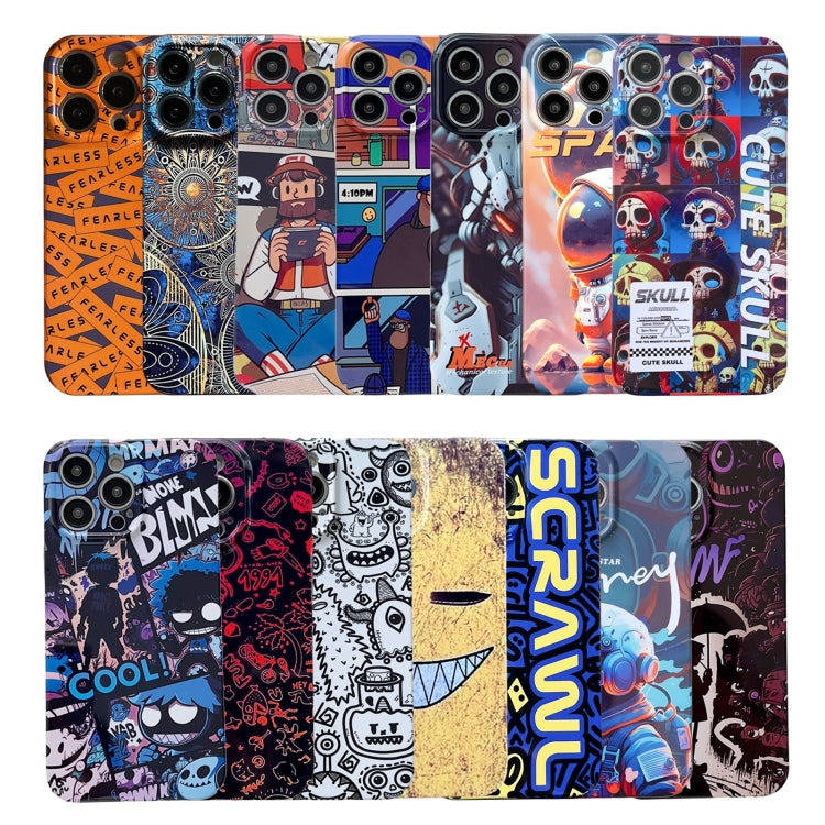 For iPhone 15 Pro Max Painted Pattern Precise Hole PC Phone Case(Purple Astronaut)