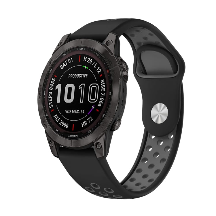 Compatible with Garmin Epix Pro 47mm Sports Breathable Silicone Watch Band(Black+Grey)