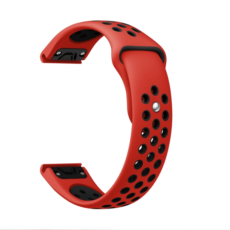 Compatible with Garmin Fenix 7 Pro 47mm Sports Breathable Silicone Watch Band(Red+Black)