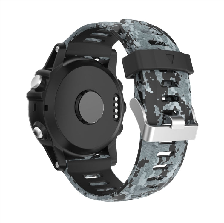 Compatible with Garmin Enduro 2 Camouflage Printed Silicone Watch Band(Black+Digital Camouflage)