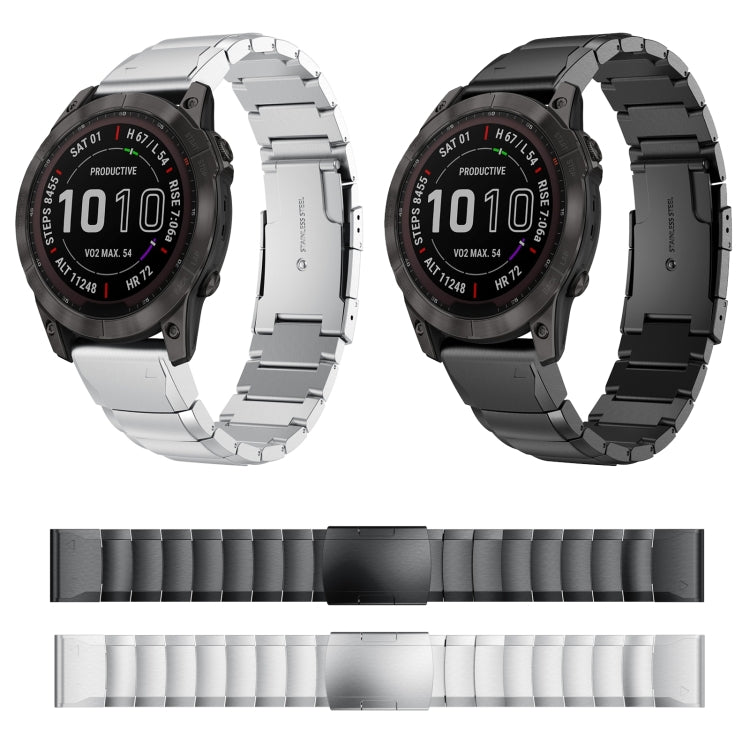 Compatible with Garmin Fenix 7 Pro 47mm Tortoise Shell Stainless Steel Watch Band(Black)