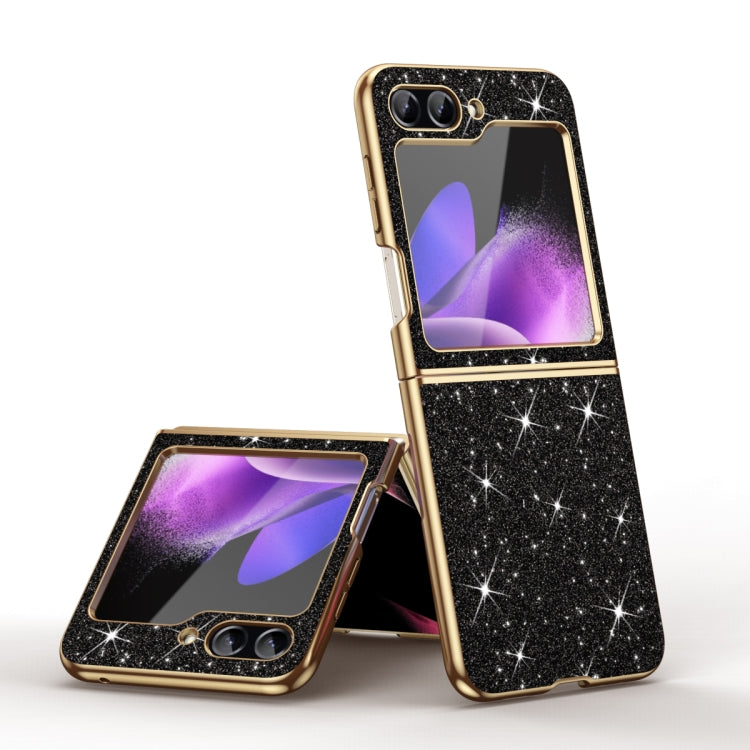 For Samsung Galaxy Z Flip5 Electroplate Glittery Shockproof Phone Case(Black)