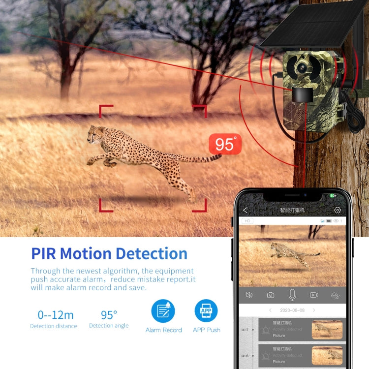 ESCAM QF380 4MP Network Solar PIR Alert Smart Wildlife Hunting Camera, 4G:AU Version(Camouflage) - free shipping - PMC Jewellery - Order now!