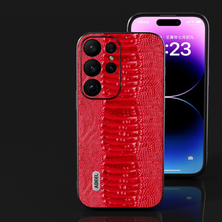 For Samsung Galaxy S23 Ultra 5G ABEEL Genuine Leather Weilai Series Phone Case(Red)