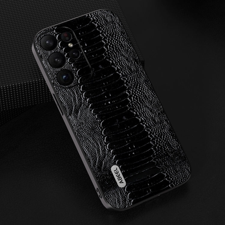 For Samsung Galaxy S23 5G ABEEL Genuine Leather Weilai Series Phone Case(Black)