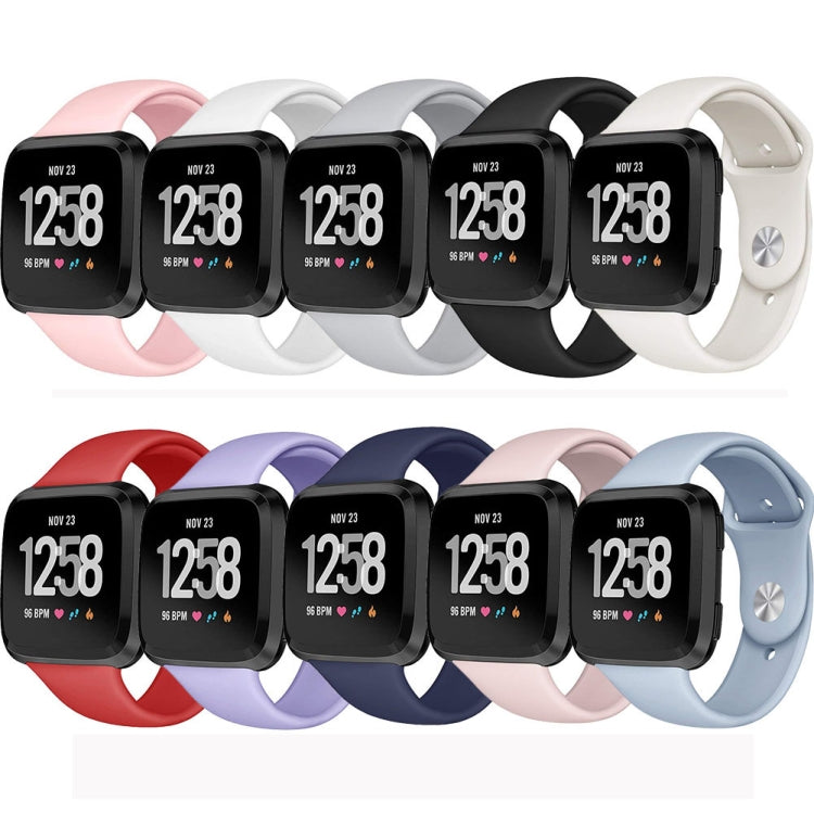 For Fitbit Versa 2 / Fitbit Versa / Fitbit Versa Lite Solid Color Silicone Watch Band, Size:S(Sand Pink) - Watch Bands by PMC Jewellery | Online Shopping South Africa | PMC Jewellery | Buy Now Pay Later Mobicred