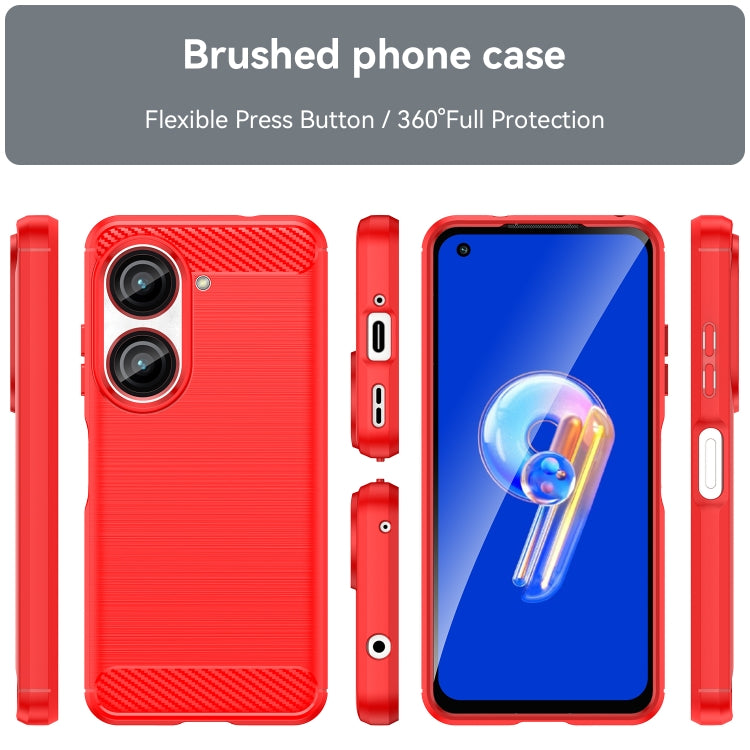 For Asus Zenfone 10 Brushed Texture Carbon Fiber TPU Case(Red) - free shipping - PMC Jewellery - Order now!
