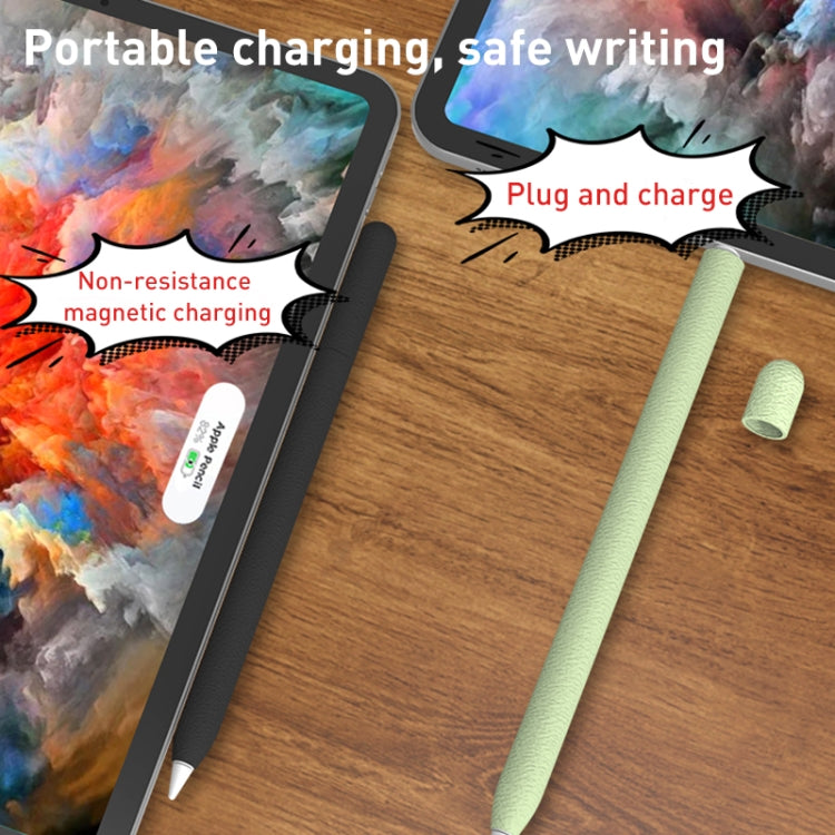 For Apple Pencil 2 LOVE MEI Frosted Leather Texture Silicone Protective Pen Case(Grey)