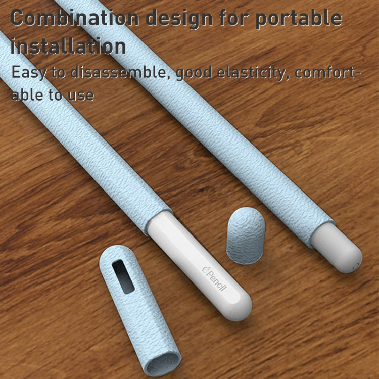 For Apple Pencil 2 LOVE MEI Frosted Leather Texture Silicone Protective Pen Case(Blue)