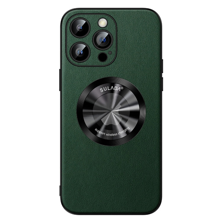 For iPhone 13 Pro SULADA Microfiber Leather MagSafe Magnetic Phone Case(Green)