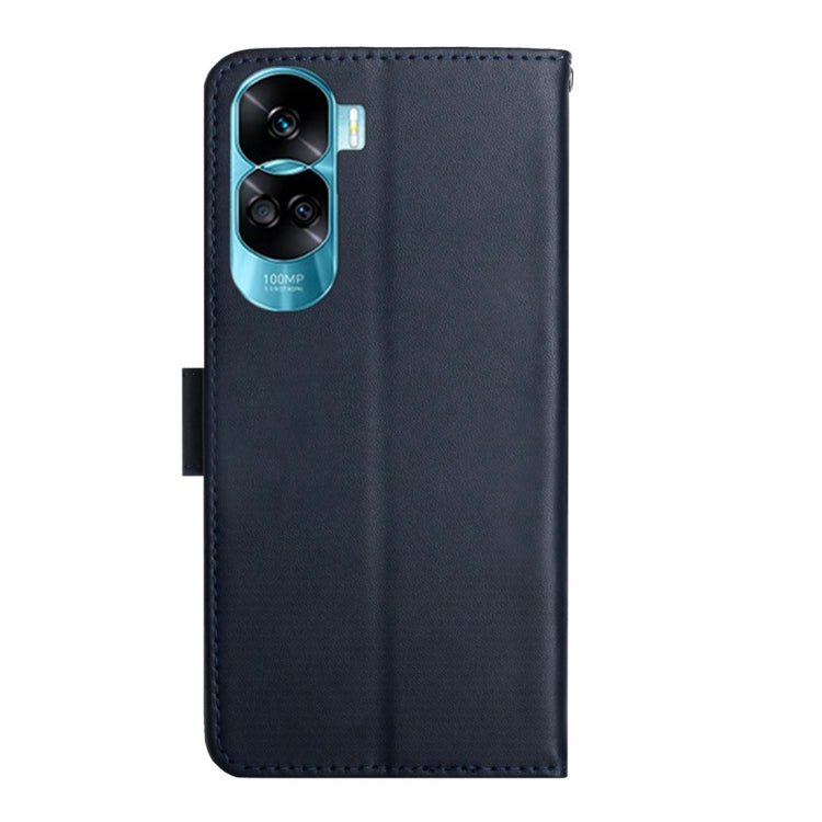 For Honor 90 Lite HT02 Genuine Leather Fingerprint-proof Flip Phone Case(Blue) - free shipping - PMC Jewellery - Order now!