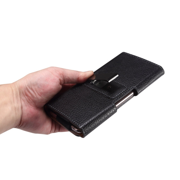 For 6.7-6.9 inch Phone Litchi Texture Iron Clip Back Buckle Waist-mounted Phone Case Horizontal Plate(Black) - free shipping - PMC TechLife - Order now!