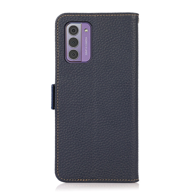 For Nokia G42 KHAZNEH Side-Magnetic Litchi Genuine Leather RFID Phone Case(Blue)