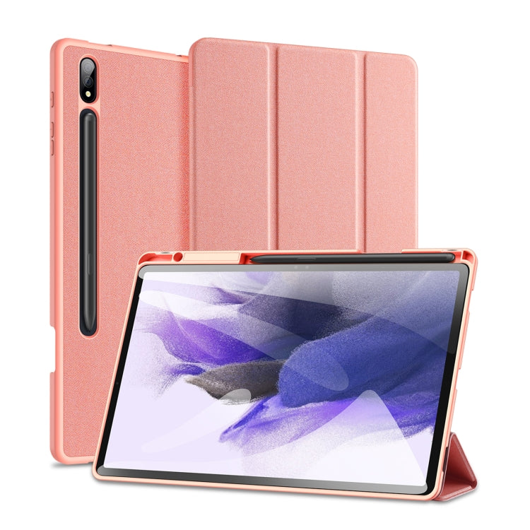 For Samsung Galaxy Tab S9+ DUX DUCIS Domo Series Cloth Texture Magnetic Leather Tablet Case(Pink) - free shipping - PMC Jewellery - Order now!