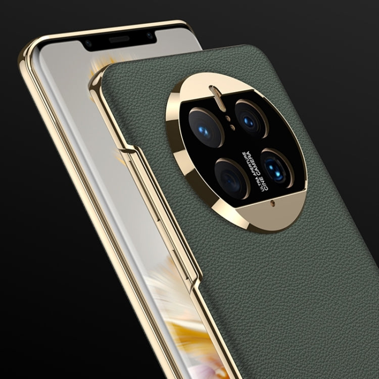 For Huawei Mate 50 Pro GKK Electroplating Leather Surface Phone Case(Yellow)