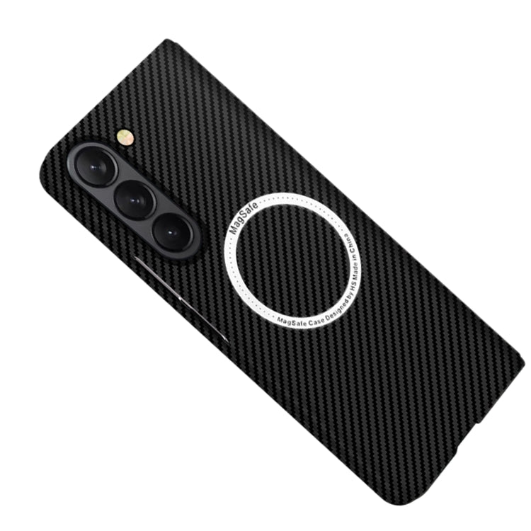 For Samsung Galaxy Z Fold5 Carbon Fiber Texture MagSafe Magnetic Phone Case(Black)