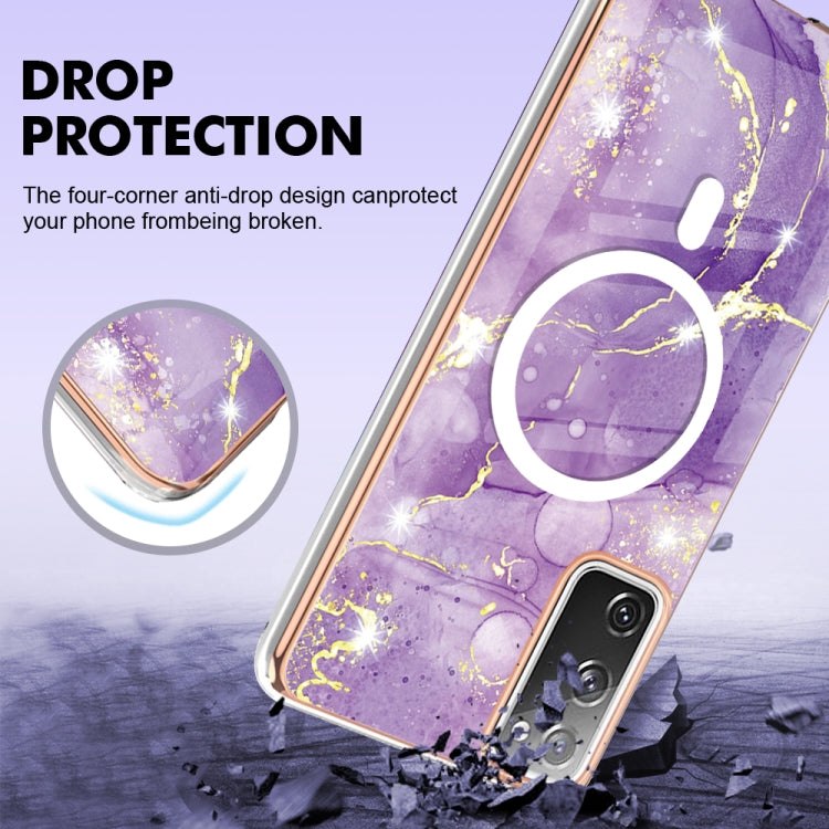 For Samsung Galaxy S20 FE 5G&4G / S20 Lite / S20 Fan Edition Marble Pattern Dual-side IMD Magsafe TPU Phone Case(Purple 002)