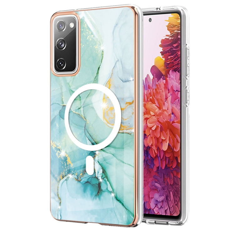 For Samsung Galaxy S20 FE 5G&4G / S20 Lite / S20 Fan Edition Marble Pattern Dual-side IMD Magsafe TPU Phone Case(Green 003)