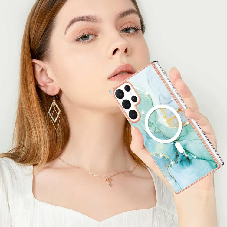 For Samsung Galaxy S22 Ultra 5G Marble Pattern Dual-side IMD Magsafe TPU Phone Case(Green 003) - Galaxy S22 Ultra 5G Cases by PMC TechLife | Online Shopping South Africa | PMC TechLife