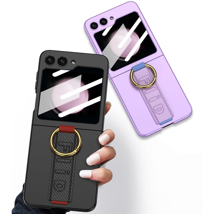 For Samsung Galaxy Z Flip5 GKK Integrated Ultrathin Shockproof Phone Case with Ring Wrist Strap(Pink) - Galaxy Z Flip5 Cases by GKK | Online Shopping South Africa | PMC TechLife