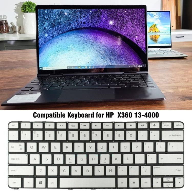 For HP X360 13-4000 US Version Laptop Backlight Keyboard(Silver) - HP Spare Parts by PMC TechLife | Online Shopping South Africa | PMC TechLife | Buy Now Pay Later Mobicred