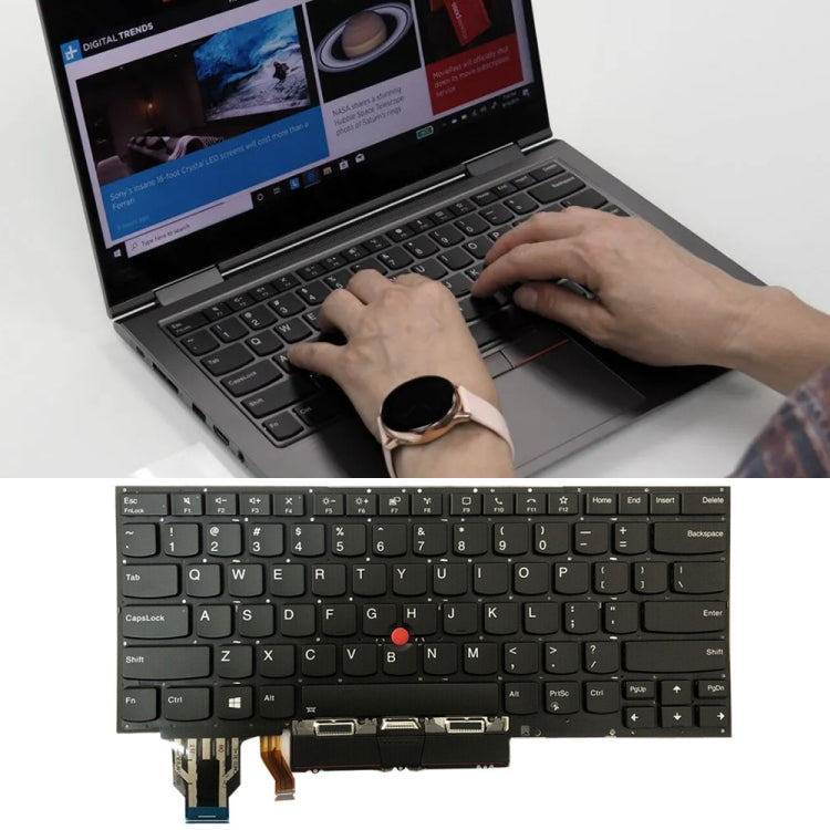 For Lenovo ThinkPad X1 Yoga 4th Gen 20QF US Version Backlight Laptop Keyboard with Touchpad Button(Black)