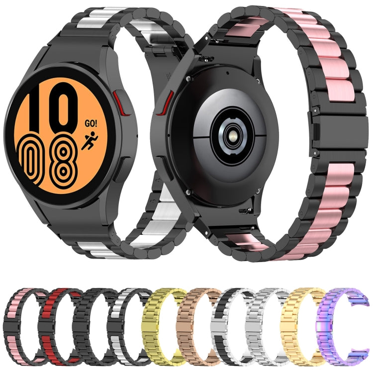 For Samsung Galaxy Watch 6 / 6 Classic Three Bead Stainless Steel Watch Band(Black)