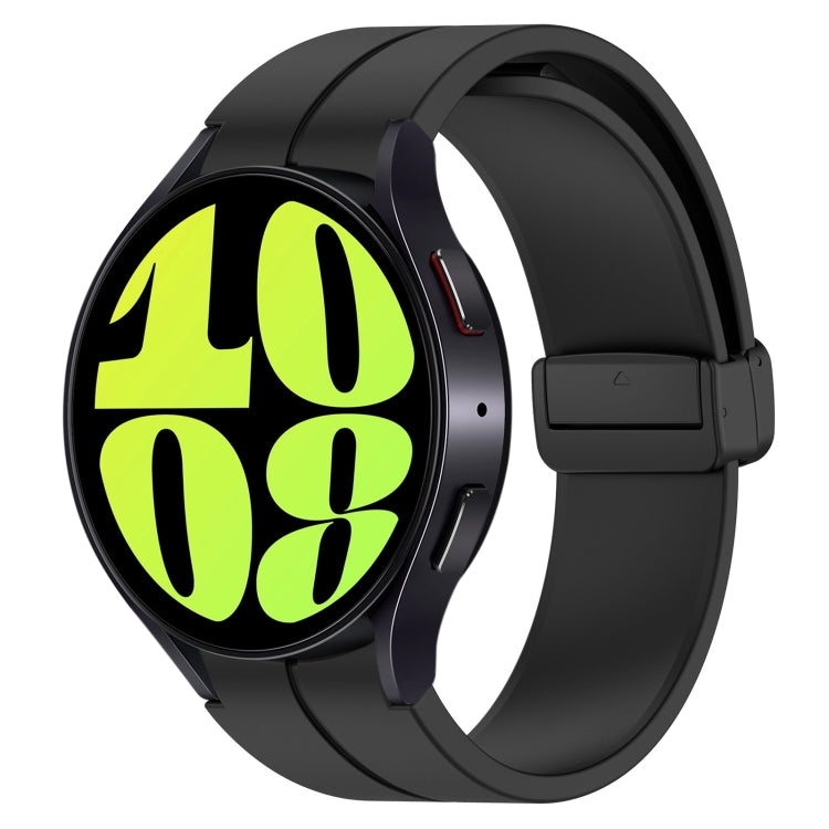 For Samsung Galaxy Watch 6 / 6 Classic Magnetic Folding Black Buckle Silicone Watch Band(Black)