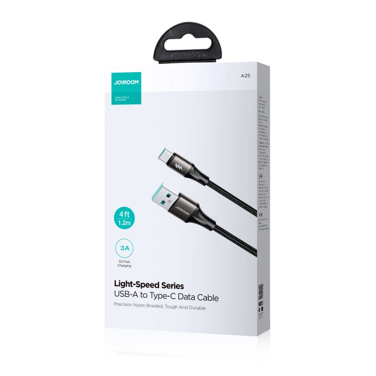 JOYROOM SA25-AC3 3A USB to USB-C/Type-C Fast Charge Data Cable, Length:2m(Black) - USB-C & Type-C Cable by JOYROOM | Online Shopping South Africa | PMC TechLife