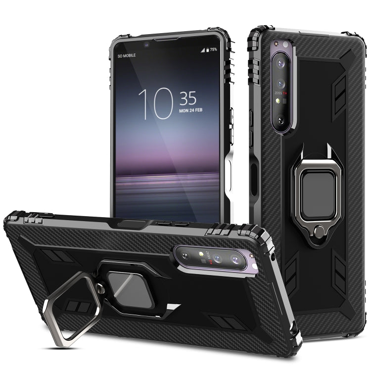 For Sony Xperia 1 II Carbon Fiber Protective Case with 360 Degree Rotating Ring Holder(Black) - Sony Cases by PMC Jewellery | Online Shopping South Africa | PMC Jewellery | Buy Now Pay Later Mobicred