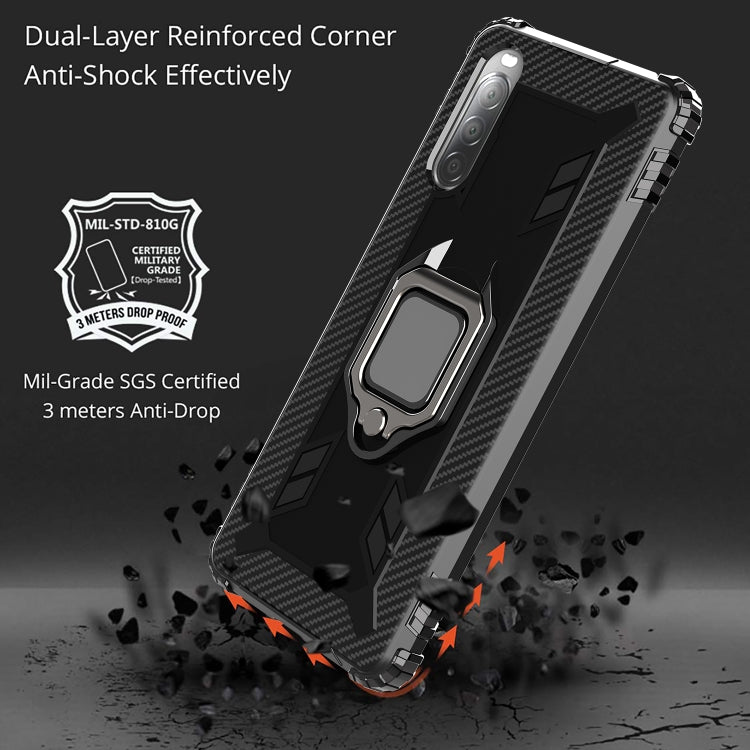 For Sony Xperia 1 II Carbon Fiber Protective Case with 360 Degree Rotating Ring Holder(Black) - Sony Cases by PMC Jewellery | Online Shopping South Africa | PMC Jewellery | Buy Now Pay Later Mobicred